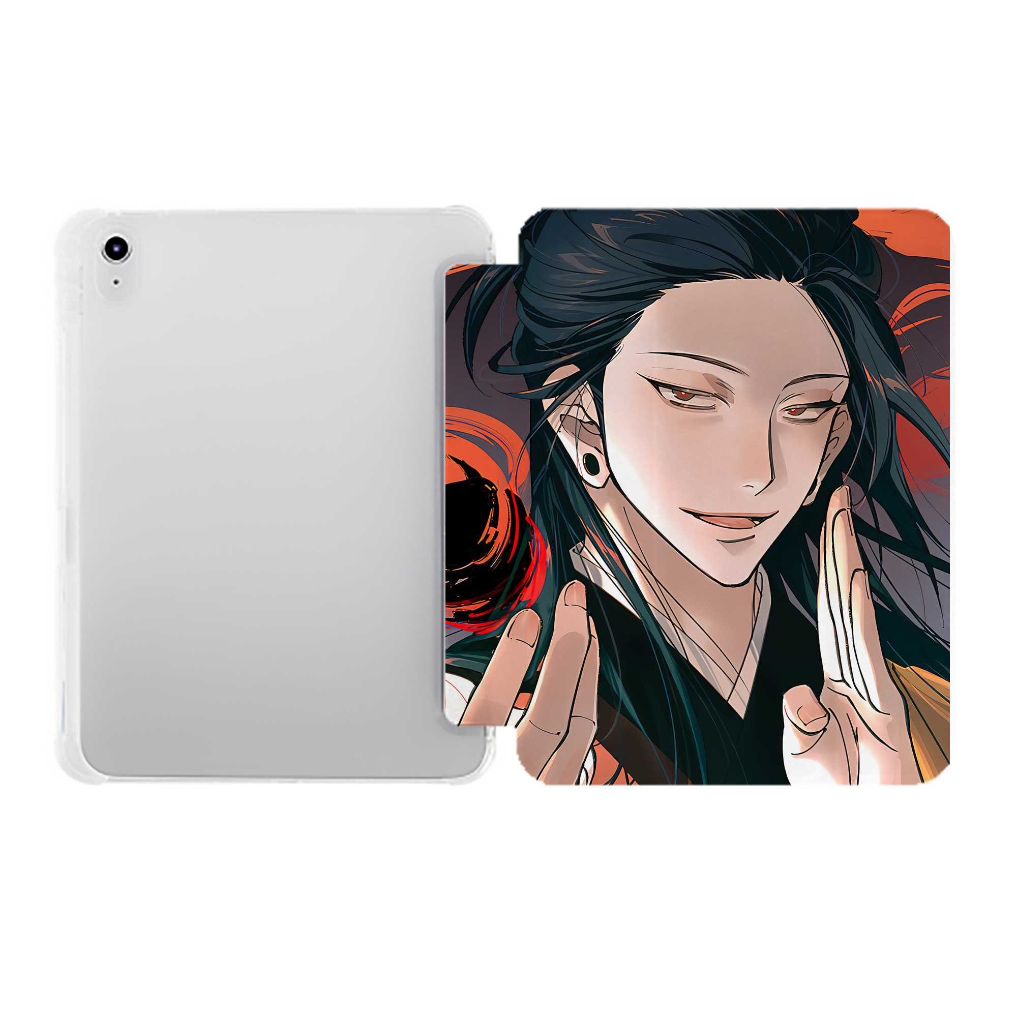 （画像用） 呪術廻戦 Jujutsu Kaisen IPad ケース ペン収納付き 三つ折りスタンド PUレザー×シリコン 対応機種9.5/10.5/10.9インチ
